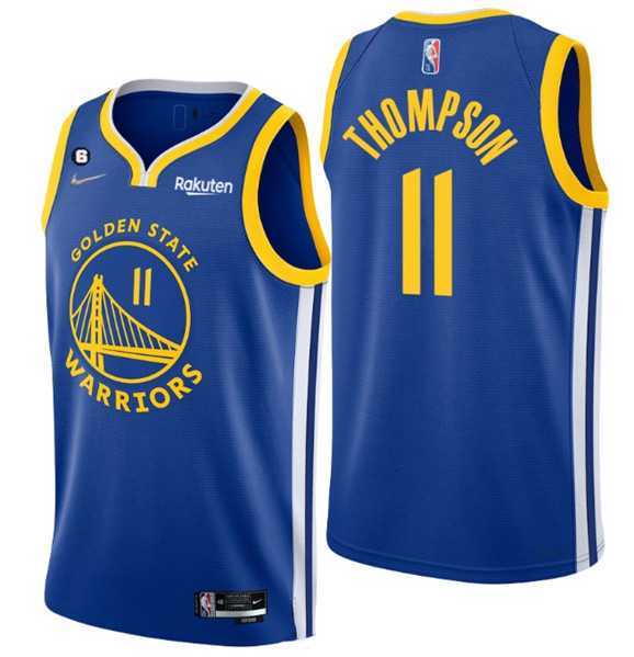 Men%27s Golden State Warriors #11 Klay Thompson Royal With No.6 Patch Stitched Jersey Dzhi